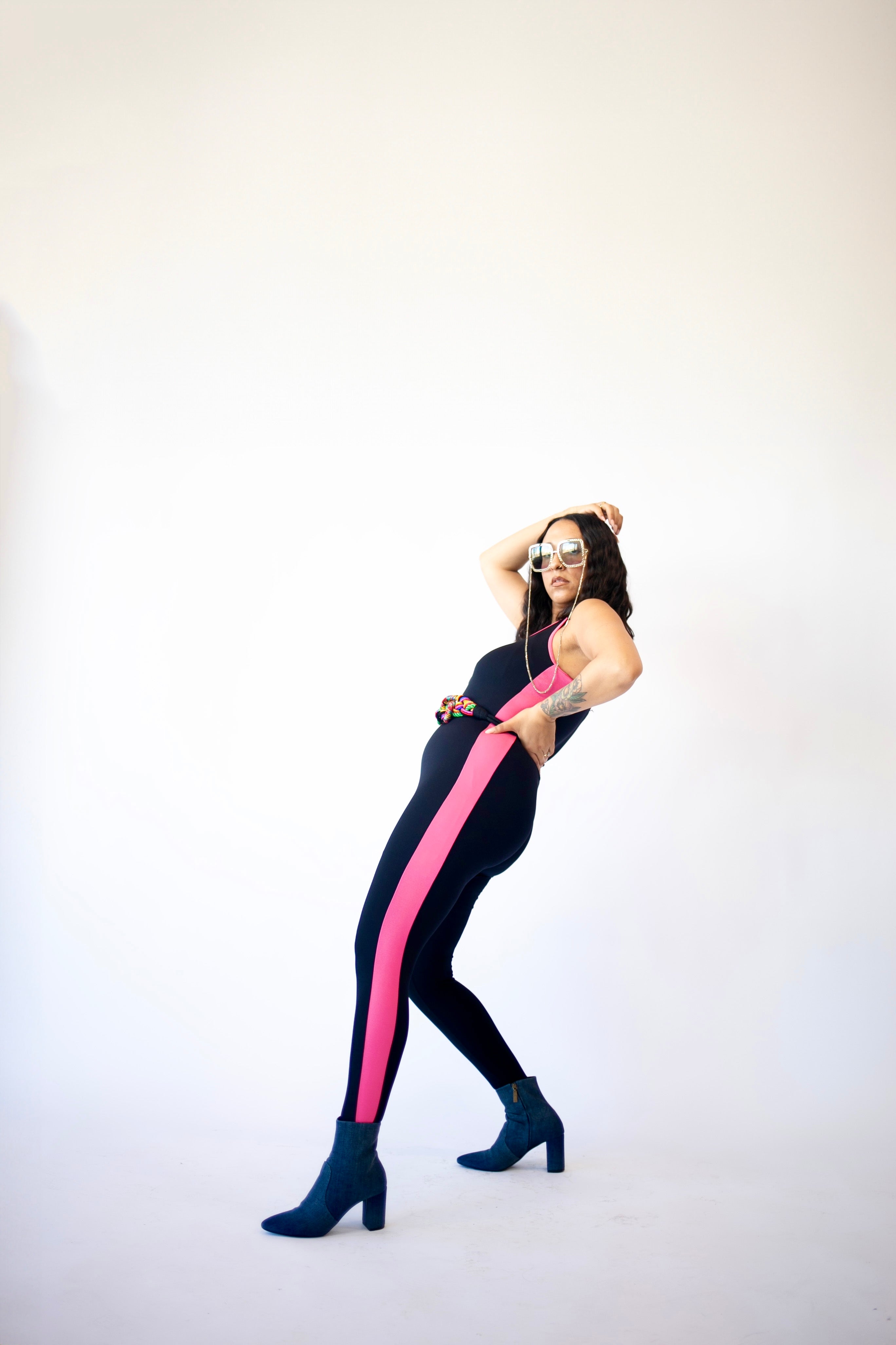 1980’s Vintage Catsuit Pink and Black