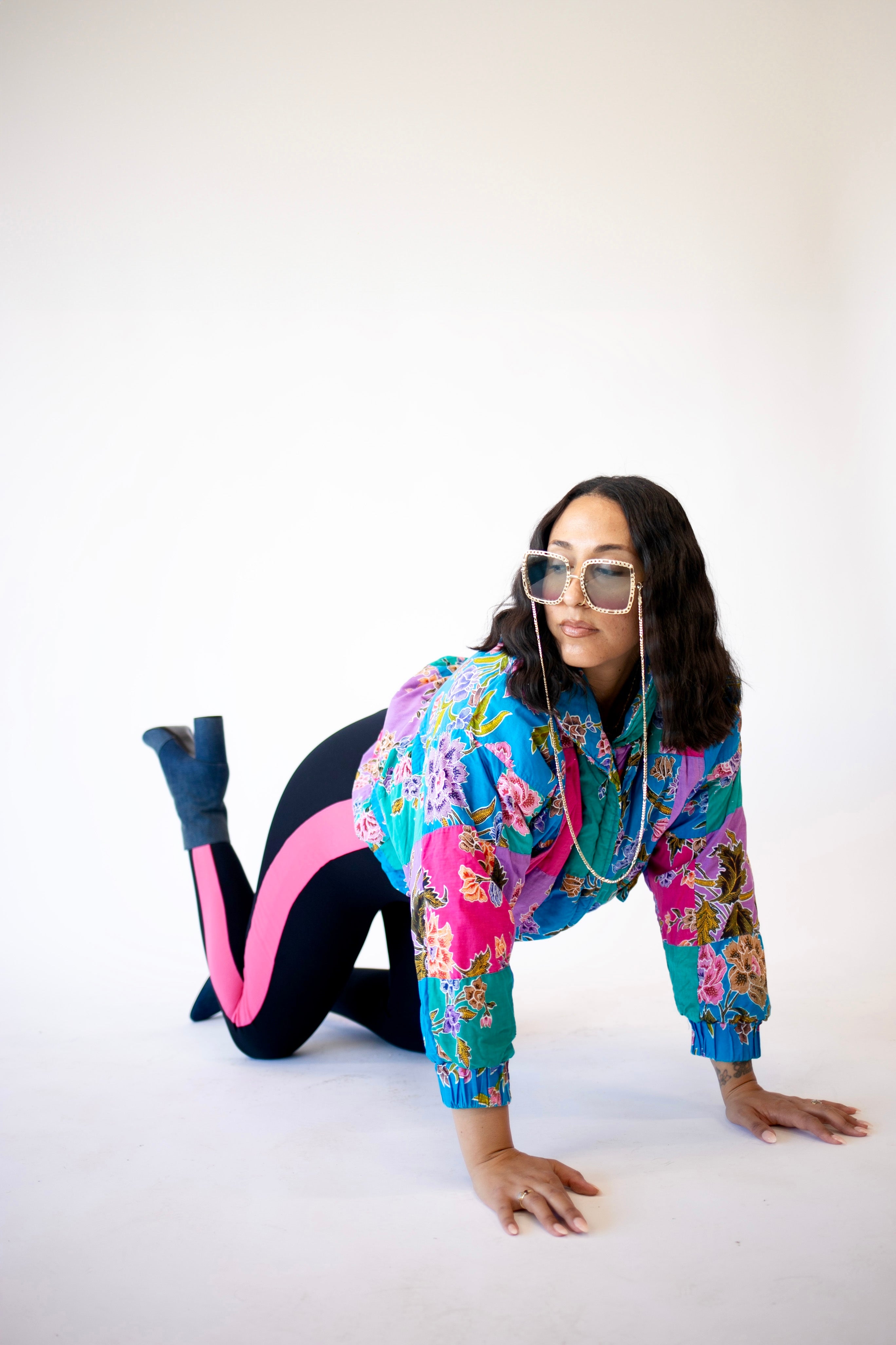 1980’s Vintage Catsuit Pink and Black