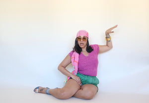 Gotham 1980s Vintage Pink Knit top