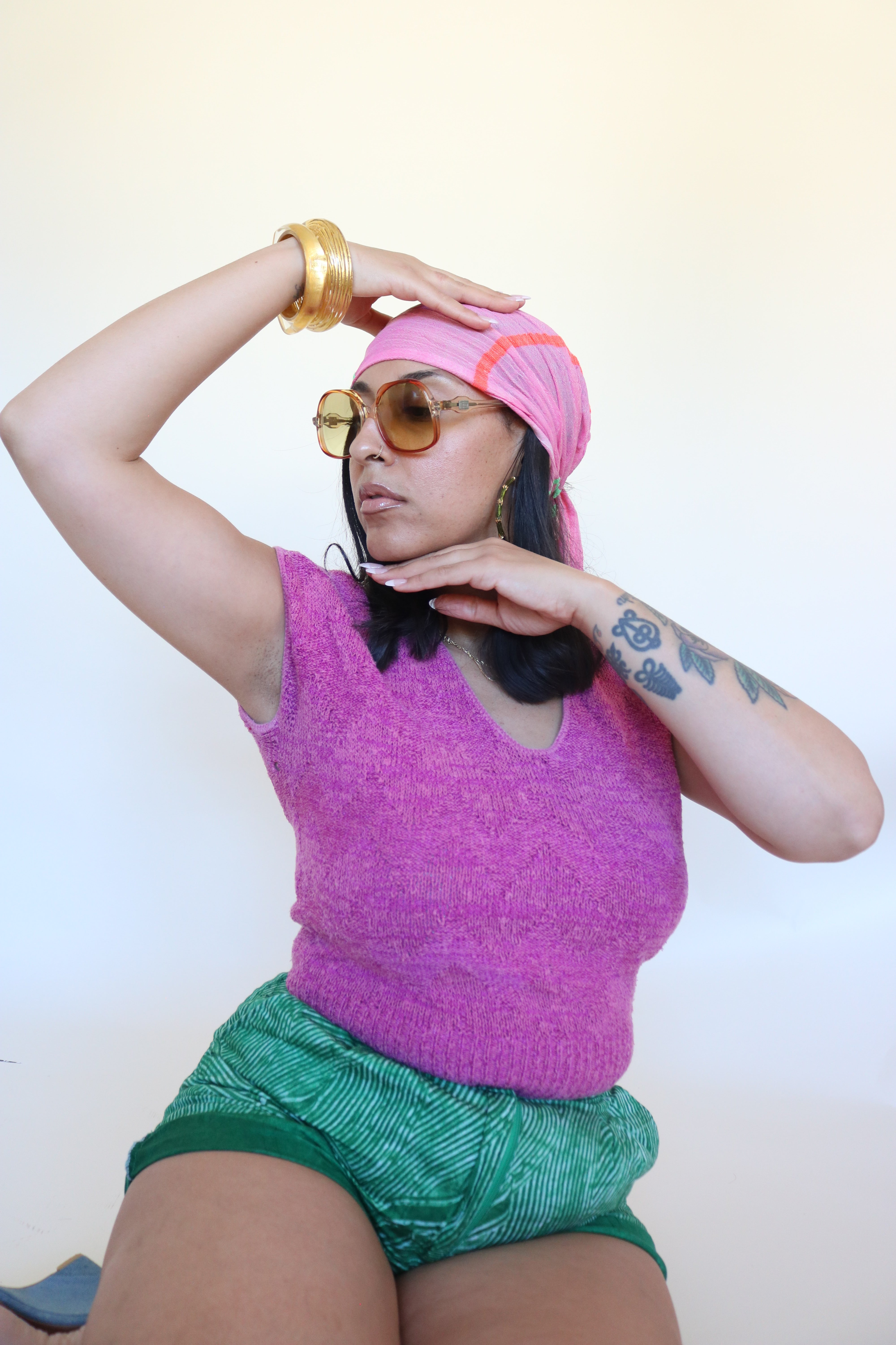 Gotham 1980s Vintage Pink Knit top