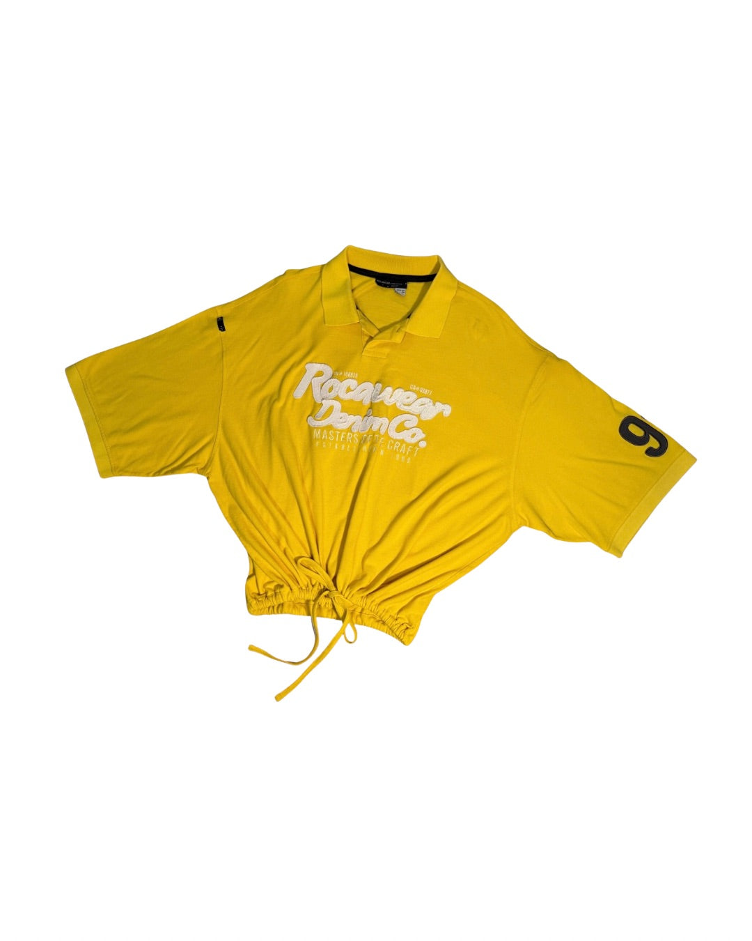 2000’s Vintage Roca Wear Oversized Re-worked Drawstring Collared Shirt Yellow