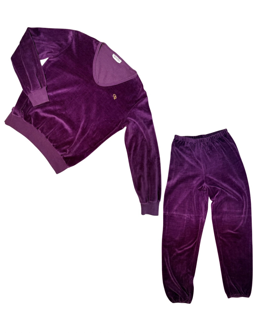 1980s Oscar de la Renta Vintage Velour Tracksuit Purple