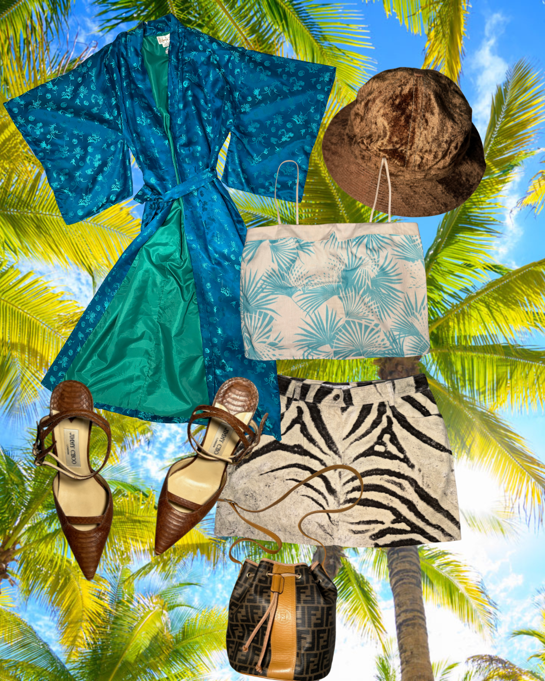 90’s-2000’s Roberto Cavalli Vintage Animal Print Denim Skirt