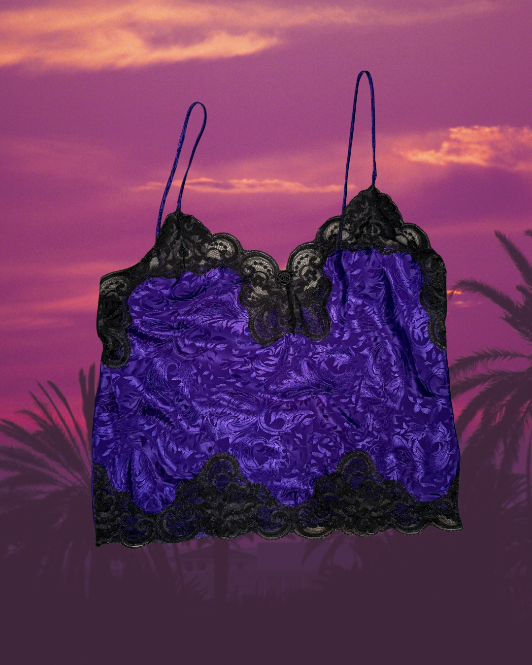 Vintage Lace Trim Tank Purple